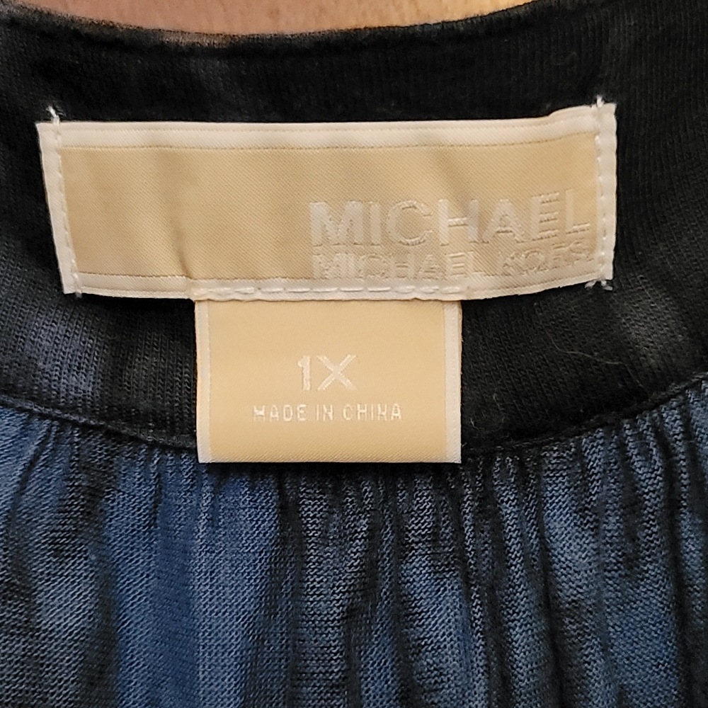 Michael Kors Tie Dye Black/Blue Dress Rhinestone Collar Size 1X - Picture 6 of 8